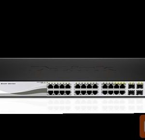 Serveris – kiti priedai D-link  DGS-1210-20, Gigabit Smart Switch with 16 10/100/1000Base-T ports and 4 Gigabit MiniGBIC (SFP) ports, 802.3x Flow Control, 802.3ad Link Aggregation, 802.1Q VLAN, 802.1p Priority Queues, Port mirroring,, Jumbo Frame support, 802.1D STP, ACL, LLDP, Cable Diagnostics, Auto Surveillance VLAN, Auto Voice VLAN, 