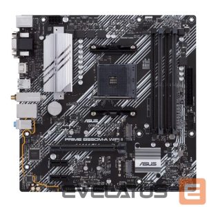 Intel procesoriaus pagrindinė plokštė Asus  PRIME B550M-A WIFI II Processor family AMD, Processor socket AM4, DDR4 DIMM, Memory slots 4, Supported hard disk drive interfaces 	SATA, M.2, Number of SATA connectors 4, Chipset AMD B550, microATX 