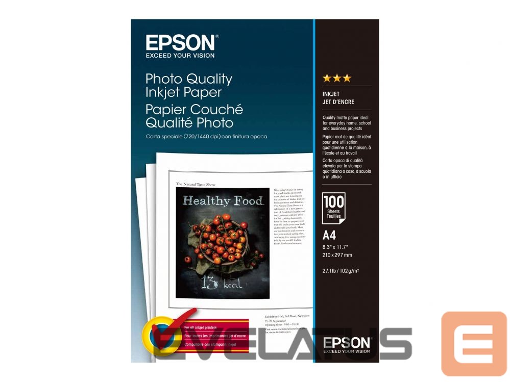 Biuro įrankiai EPSON Photo Quality Inkjet Paper - A4 - 100 sheets