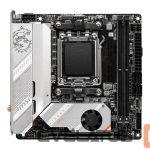 Intel procesoriaus pagrindinė plokštė MSI  MPG B650I EDGE WIFI Processor family AMD Processor socket AM5 DDR5 DIMM Memory slots 2 Supported hard disk drive interfaces 	SATA, M.2 Number of SATA connectors 4 Chipset AMD B650 Mini-ITX 
