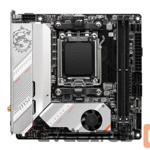 Intel procesoriaus pagrindinė plokštė MSI  MPG B650I EDGE WIFI Processor family AMD Processor socket AM5 DDR5 DIMM Memory slots 2 Supported hard disk drive interfaces 	SATA, M.2 Number of SATA connectors 4 Chipset AMD B650 Mini-ITX 