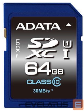 Atminties kortelės ADATA Premier 64 GB SDHC Flash memory class 10 No