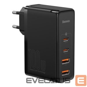Įkrovikliai ir kabeliai Baseus  MOBILE CHARGER WALL 2C+2U 100W/BLACK CCGAN2P-L01 