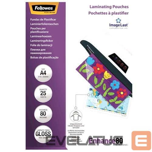 Biuro įrankiai Fellowes LAMINATOR POUCH IMAGELAST/A4 80 25PCS 5396205
