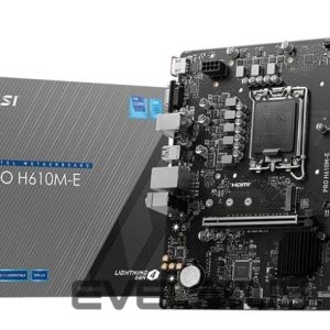 Intel procesoriaus pagrindinė plokštė MSI  Mainboard||Intel H610|LGA1700|Micro-ATX|Memory DDR5|Memory slots 2|1xPCI-Express 1x|1xPCI-Express 16x|1xM.2|1x15pin D-sub|1xHDMI|4xUSB 2.0|2xUSB 3.2|1xPS/2|1xRJ45|3xAudio port|PROH610M-E 