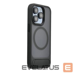 Nugarėlės dėklai Evelatus Apple iPhone 15 Pro Max Rubber Coated MagSafe With Stand Case Black