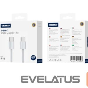 Kabelis Jellico  IP15 Woven Cotton iPhone 15 / 16 USB-C to USB-C Data & Fast PD 60W Charger Cable 1m White