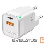 Adapteriai Jellico  C44 Mini PD 30W QC 3.0 Smart Adaptive Fast Charger with 1x USB-C (5-20V) / USB 3A White