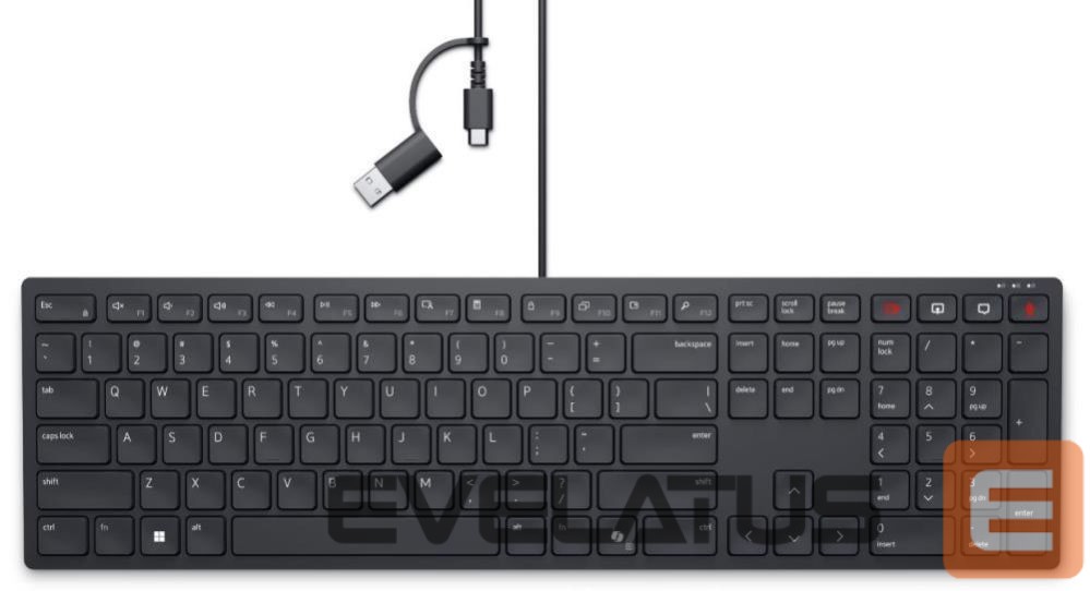 Kompiuterio klaviatūra Dell | Collaboration Keyboard | KB525C | Keyboard | Wired | Russian (QWERTY) | Black | USB-C