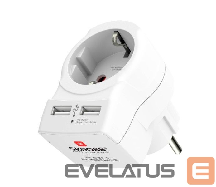 Adapteris Skross In-line socket + USB White