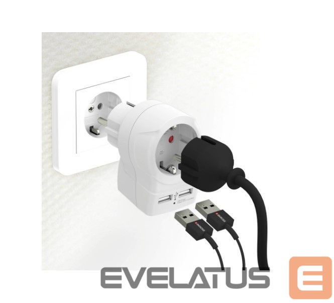 Adapteris Skross In-line socket + USB White