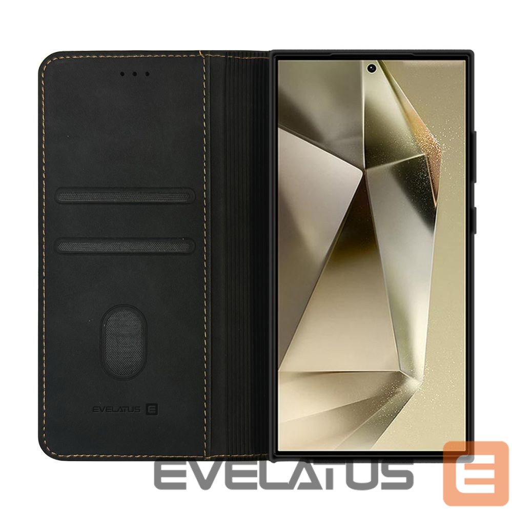 Knygos tipo dėklas dėklai Evelatus Samsung Galaxy S24 Ultra Book Case Folio Black