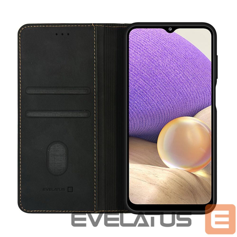 Knygos tipo dėklas dėklai Evelatus Samsung Galaxy A32 Book Case Folio Black