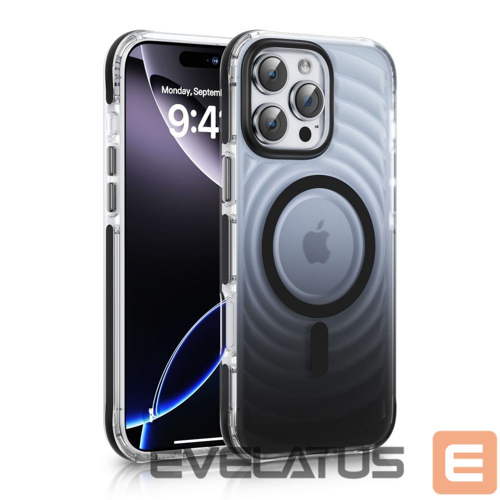 Nugarėlės dėklai Evelatus Apple iPhone 16 EchoWave Clear MagSafe Black