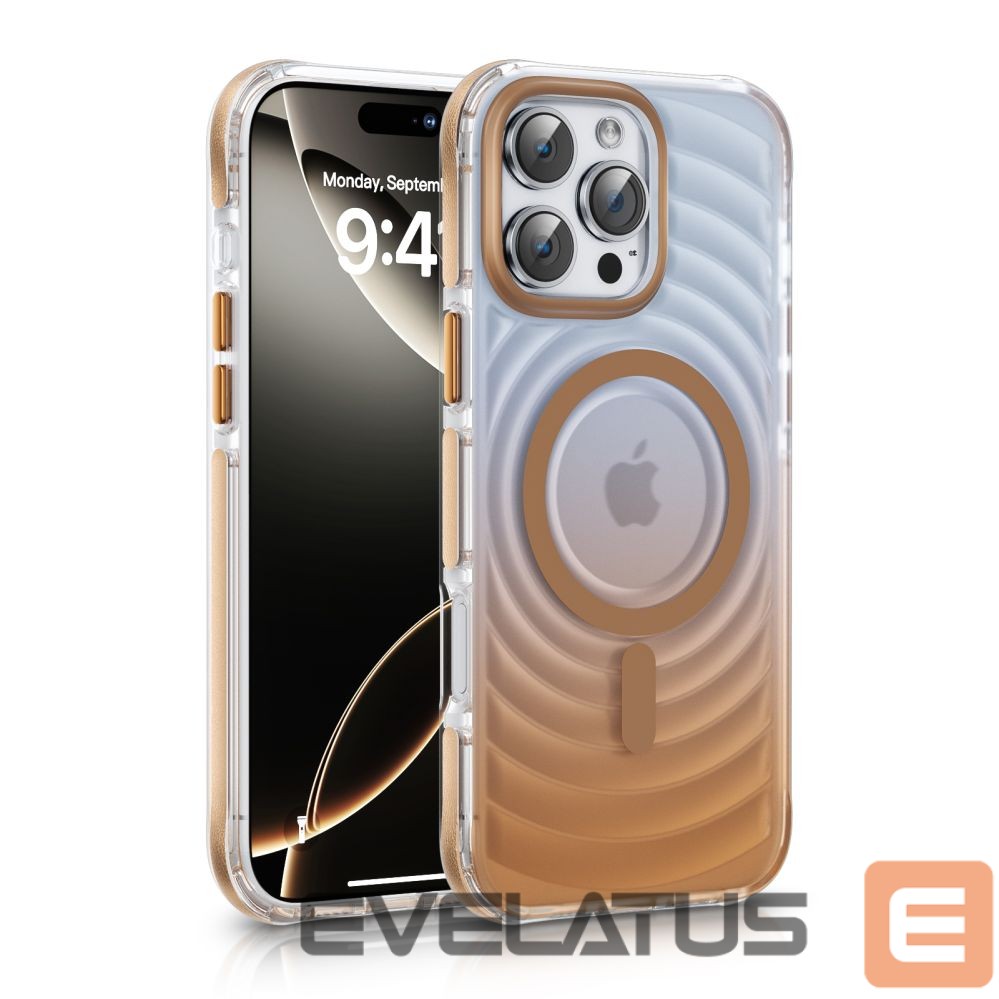 Nugarėlės dėklai Evelatus Apple iPhone 16 Pro Max EchoWave Clear MagSafe Gold