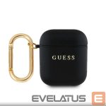 Dėklai ausinėms Guess Apple AirPods 1/2 PU Grained Classic Logo Case Black