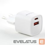 Adapteriai Evelatus  USB-A and USB-C 30W Max / EU charger White