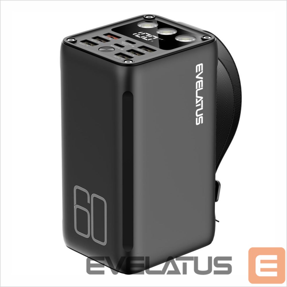 Išorinė baterija Evelatus Outdoor Power Bank 22.5W 60000 mAh / 7 outputs 2 inputs Black