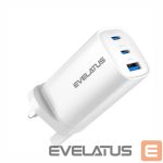 Adapteriai Evelatus  65W Max Fast Charger UK USB-C1/USB-C1/USB-A White