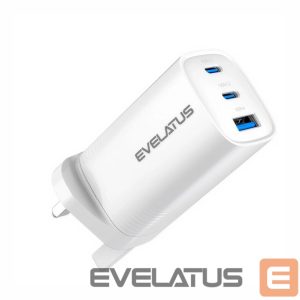 Adapteriai Evelatus  65W Max Fast Charger UK USB-C1/USB-C1/USB-A White