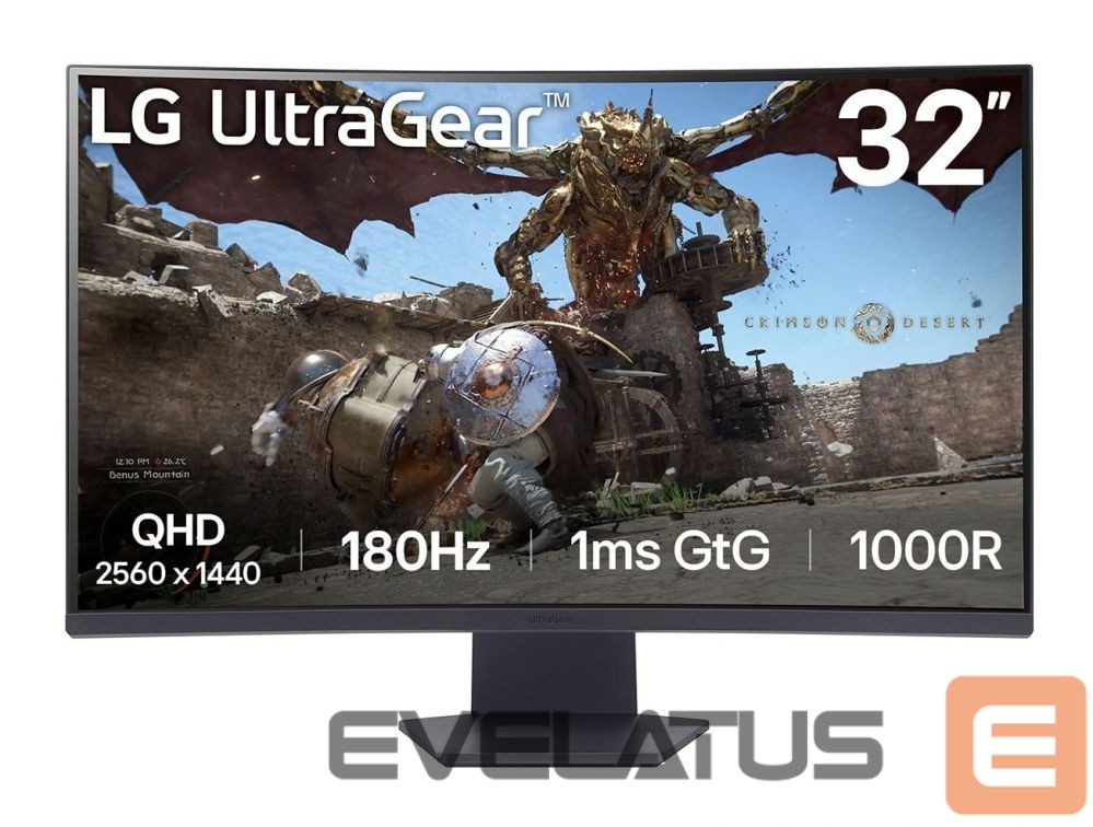 Monitoriai LG 32GS60QC-B | 32 " | VA | QHD | 16:9 | 180 Hz | 1 ms | 2560 x 1440 pixels | 300 cd/m² | HDMI ports quantity 2