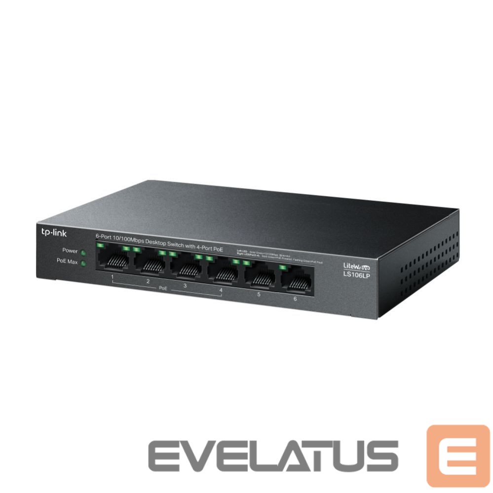 Jungikliai TP-Link NET SWITCH 6PORT 10/100M 4POE+/LS106LP