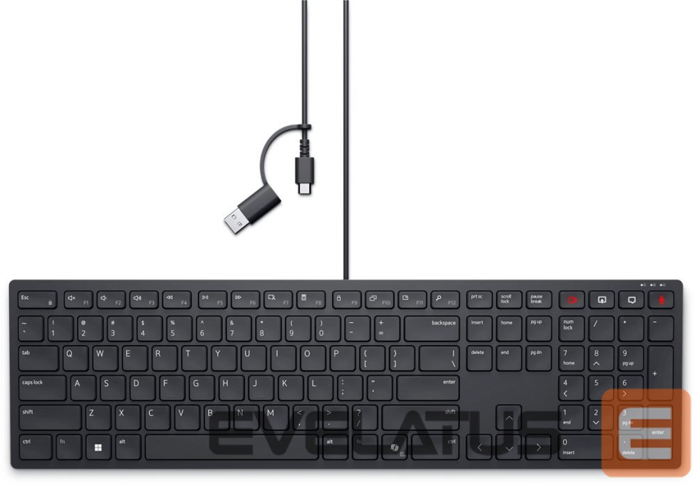 Kompiuterio klaviatūra Dell | Collaboration Keyboard | KB525C | Keyboard | Wired | US (QWERTY) | Black | USB-C