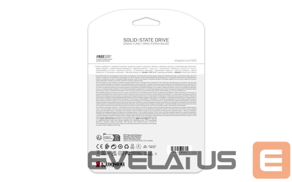 Kietasis diskas SDD Kingston SSD | NV3 | 4000 GB | SSD form factor M.2 2280 | Solid-state drive interface PCIe 4.0 x4 NVMe | Read speed 6000 MB/s | Write speed 5000 MB/s
