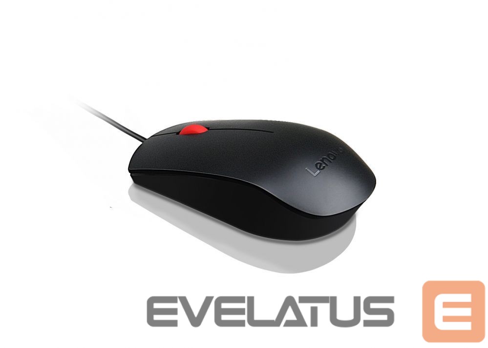 Kompiuterio pelė Lenovo Essential USB Wired Mouse, 1600 DPI, 1.8 m, 3 Buttons, Black