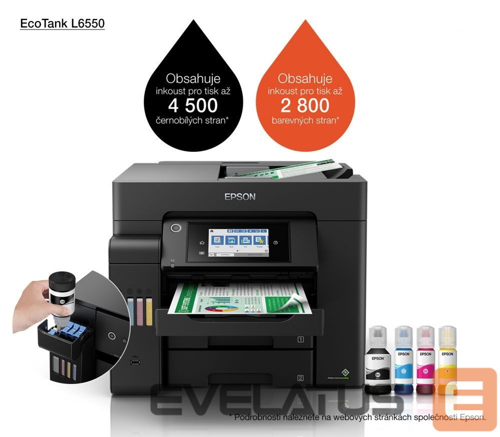 Spausdintuvai EPSON Multifunctional Printer EcoTank L6550 Colour, Inkjet, A4, Wi-Fi, Black
