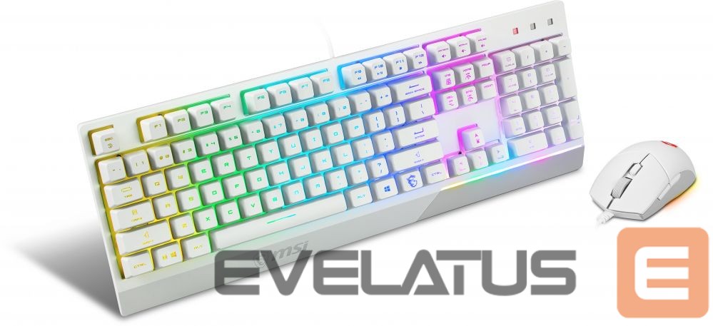 Kompiuterio klaviatūra MSI Vigor GK30 COMBO WHITE Keyboard and Mouse Set, Wired, Mouse included, US, White