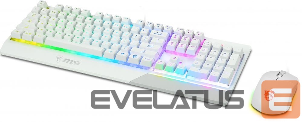 Kompiuterio klaviatūra MSI Vigor GK30 COMBO WHITE Keyboard and Mouse Set, Wired, Mouse included, US, White