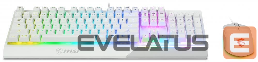 Kompiuterio klaviatūra MSI Vigor GK30 COMBO WHITE Keyboard and Mouse Set, Wired, Mouse included, US, White
