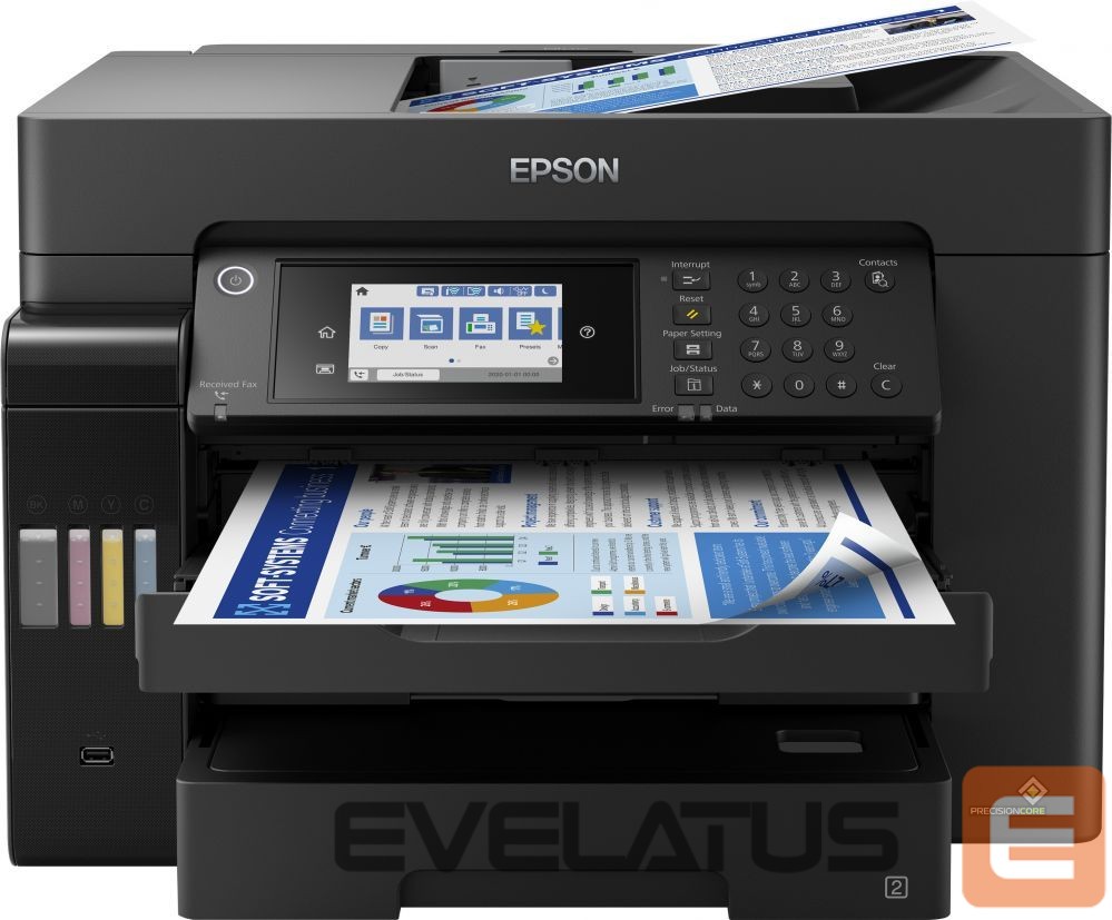 Spausdintuvai EPSON EcoTank L15160 Colour, Inkjet, Multicunctional Printer, A3+, Wi-Fi, Black
