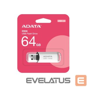 USB atmintinė ADATA  C906 64GB USB Flash Drive, White 