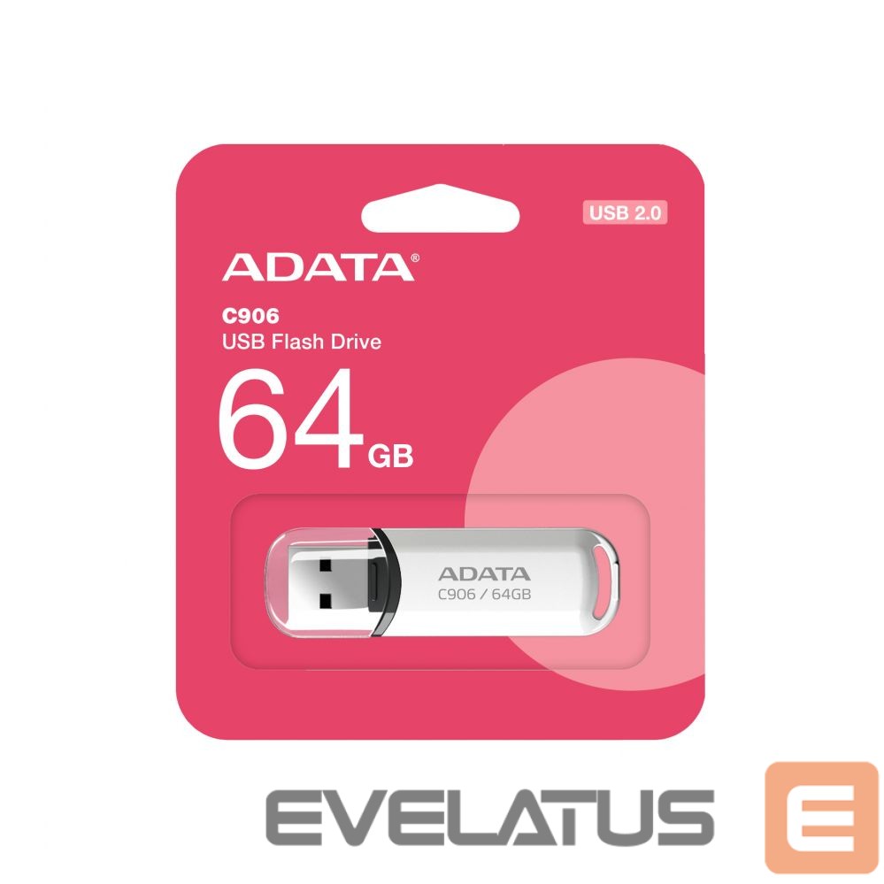 USB atmintinė ADATA C906 64GB USB Flash Drive, White