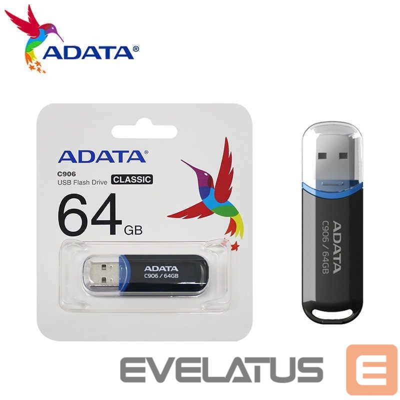 USB atmintinė ADATA C906 64GB USB Flash Drive, Black