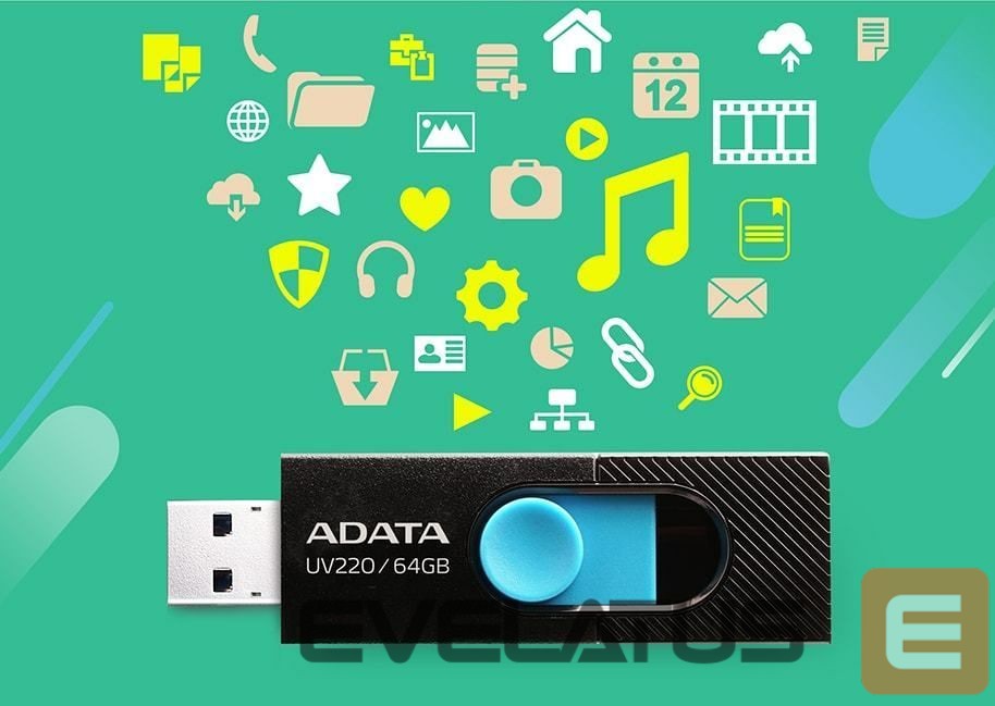 USB atmintinė ADATA UV220 64GB USB Flash Drive, Black/Blue