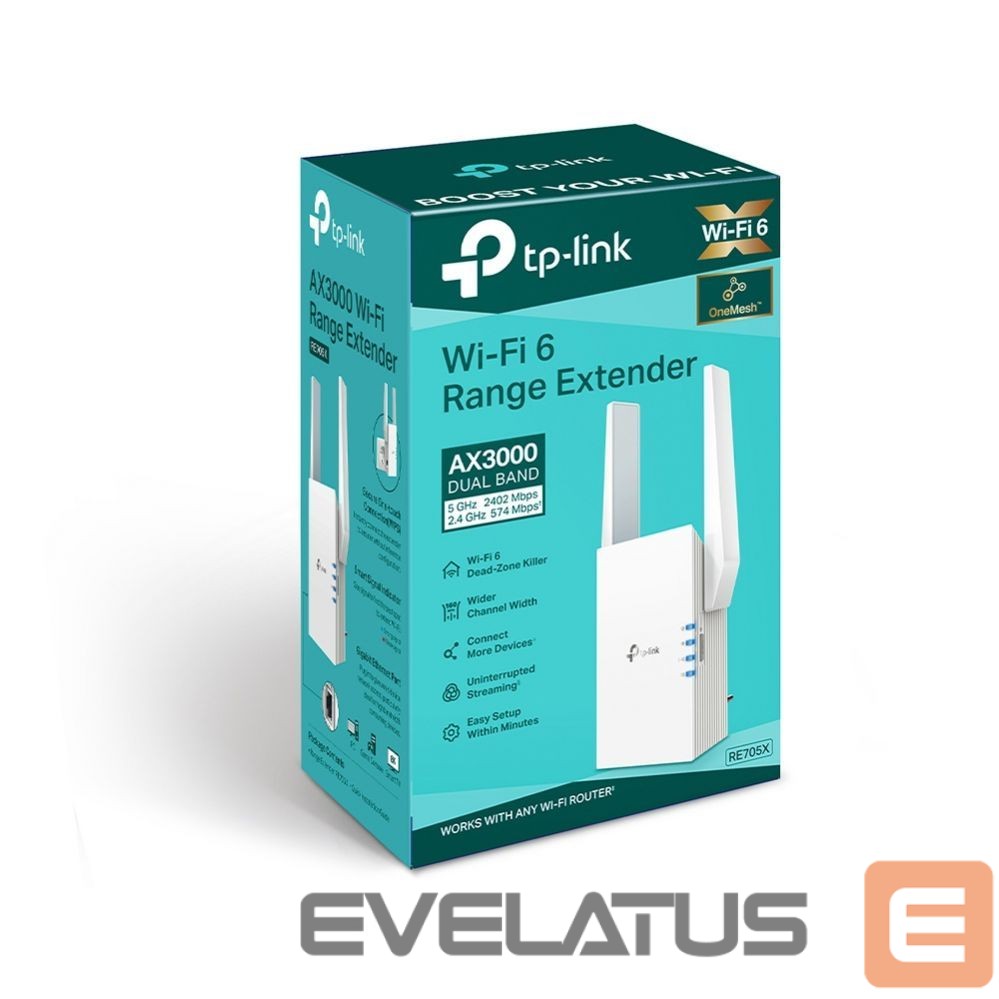 Maršrutizatoriai TP-Link WRL RANGE EXTENDER 3000MBPS/RE705X