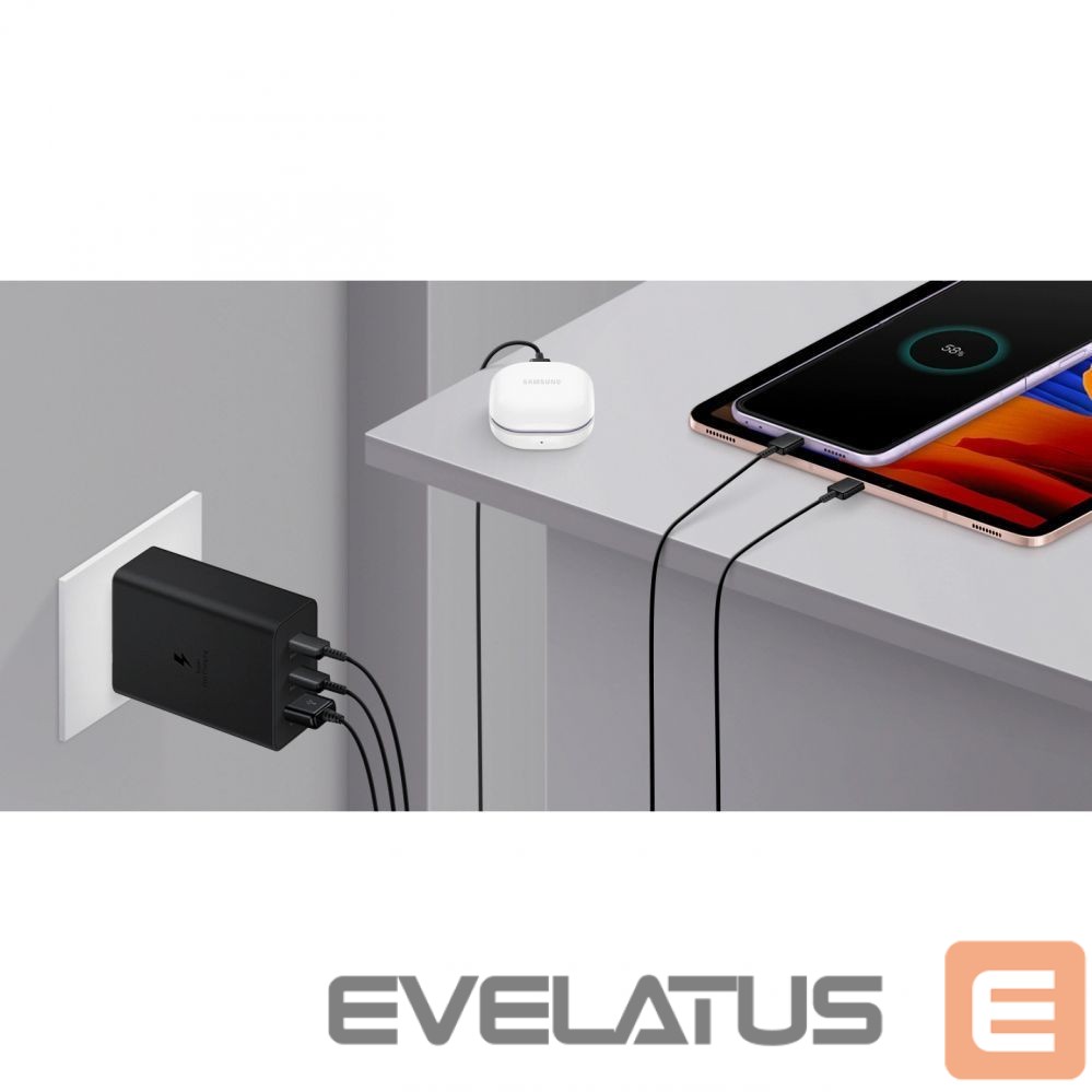 Adapteriai Samsung Samsung charger 2x USB Type C / USB PPS, Power Delivery PD 65W, QC 3.0, AFC, FCP black (EP-T6530NBEGEU)