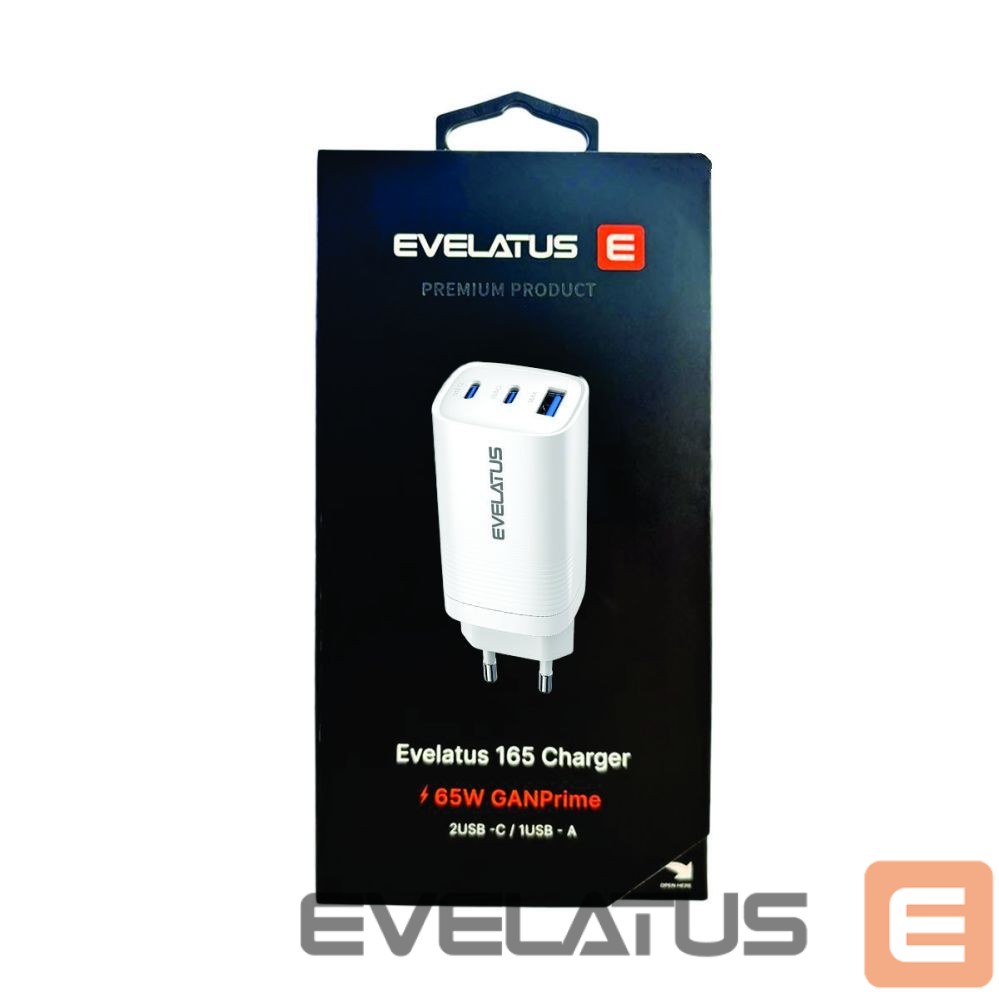 Adapteriai Evelatus 65W Max Fast Charger EU USB-C1/USB-C1/USB-A White