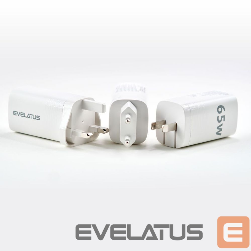 Adapteriai Evelatus 65W Max Fast Charger EU USB-C1/USB-C1/USB-A White