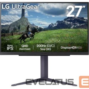 Monitoriai LG  LCD Monitor||27"|Panel IPS|2560x1440|16:9|180Hz|1 ms|Pivot|Height adjustable|Tilt|Colour Black|27GS85Q-B 