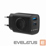 Įkrovikliai ir kabeliai Gembird  CHARGER USB 2IN1 20W 2PORT/TA-UC-PDQCW20-01-BK 