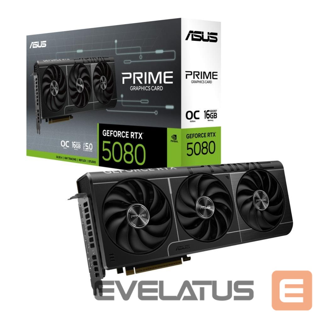 Vaizdo plokštės / Vaizdo plokštės Asus Graphics Card||NVIDIA GeForce RTX 5080|16 GB|GDDR7|256 bit|PCIE 5.0 16x|1xHDMI|3xDisplayPort|PRIME-RTX5080-O16G