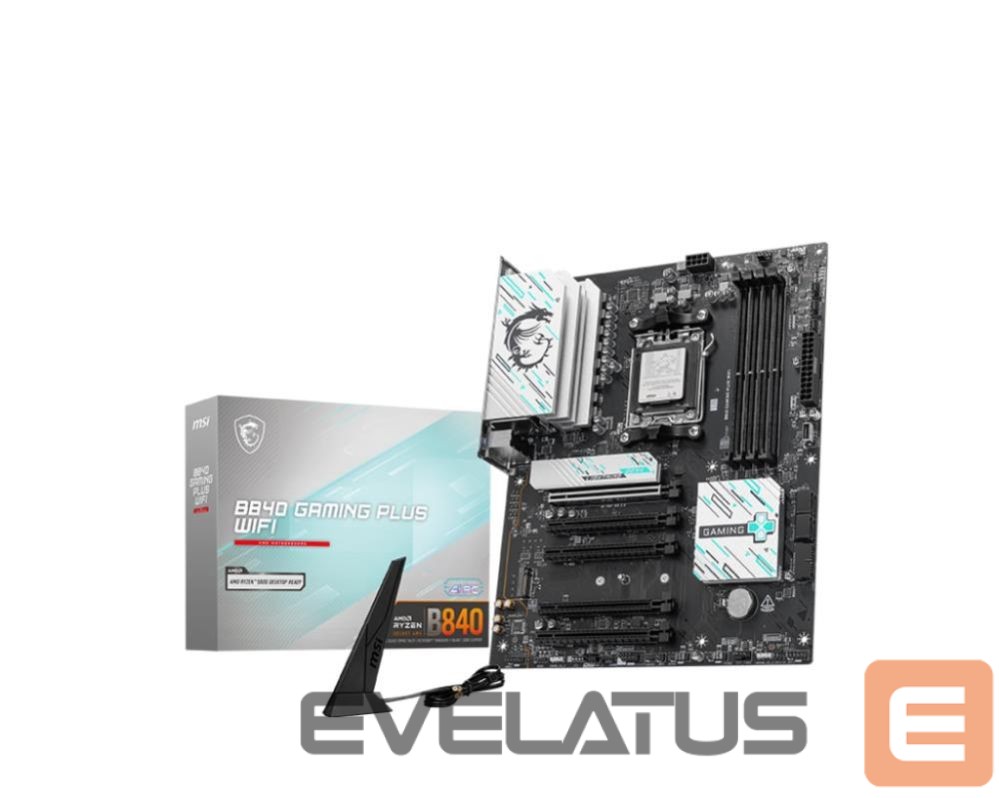 AMD procesoriaus pagrindinė plokštė MSI Mainboard||AMD B840|SAM5|ATX|Memory slots 4|5xPCI-Express 16x|2xM.2|1xHDMI|1xAudio-In|1xAudio-Out|1xMicrophone|4xUSB 2.0|3xUSB 3.2|1xUSB-C|1xRJ45|B840GAMINGPLUSWIFI