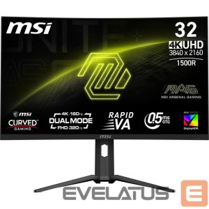 Monitoriai MSI  LCD Monitor||MAG 321CUPDF|31.5"|Gaming/Curved/4K|Panel VA|3840x2160|16:9|160 Hz|0.5 ms|MAG321CUPDF 