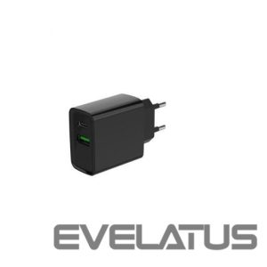 Įkrovikliai ir kabeliai Gembird  CHARGER USB UNIVERSAL QC3.0/TA-UC-PDQC20-01-BK 