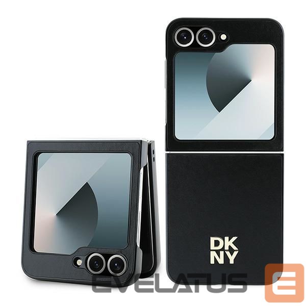 Nugarėlės dėklai DKNY DKNY Leather Metal Stack Logo Case for Samsung Galaxy Z Flip 6 - Black