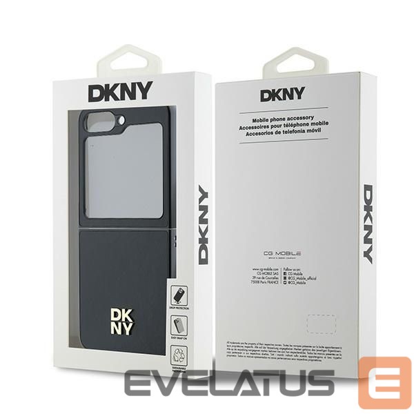 Nugarėlės dėklai DKNY DKNY Leather Metal Stack Logo Case for Samsung Galaxy Z Flip 6 - Black